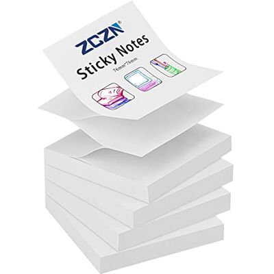 ZCZN Notas adesivas (76 x 76 mm, 4 blocos de notas autocolantes, 100 folhas), cor branca ZCZN Notas adesivas (76 x 76 mm, 4 blocos de notas autocolantes, 100 folhas), cor branca
