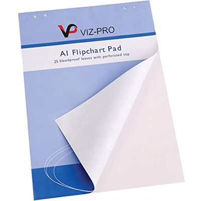 VIZ-PRO Papel para Rotafolios A1, 841 x 594 mm, 25 Hojas por Bloc Con Orificios para Colgar y Sujetar, Compatible con caballete, Ideal para Oficina, Escuela y Reuniones VIZ-PRO Papel para Rotafolios A1, 841 x 594 mm, 25 Hojas por Bloc Con Orificios para Colgar y Sujetar, Compatible con caballete, Ideal para Oficina, Escuela y Reuniones