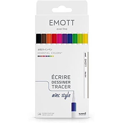 Uni-Ball Emott Uni Ball Uni Mitsubishi Pencil Essential Cors: 10 canetas para escrever, desenhar e traçar, ponta de 0,4 mm, azul, vermelho, verde, rosa, fúcsia, castanho, laranja, preto, amarelo, verde claro Uni-Ball Emott Uni Ball Uni Mitsubishi Pencil Essential Cors: 10 canetas para escrever, desenhar e traçar, ponta de 0,4 mm, azul, vermelho, verde, rosa, fúcsia, castanho, laranja, preto, amarelo, verde claro