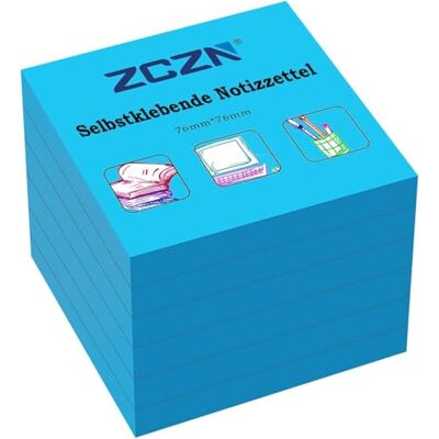 ZCZN Notas adesivas 76 x 76 mm, 6 livros de notas autocolantes, 80 folhas / livro, pequenas posições adequadas para notas (azul) ZCZN Notas adesivas 76 x 76 mm, 6 livros de notas autocolantes, 80 folhas / livro, pequenas posições adequadas para notas (azul)