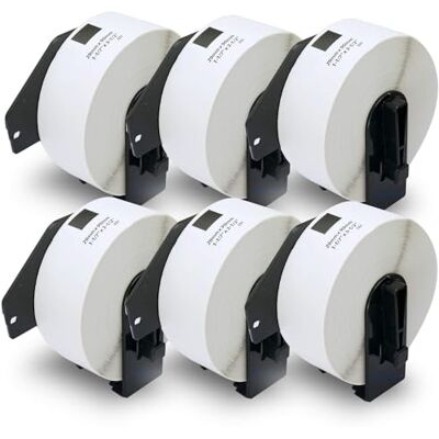BETCKEY 6 rolos DK-11201 etiquetas autocolantes, 29 mm x 90 mm, 2400 etiquetas pré-recortadas de direção padrão para Brother QL impressoras de etiquetas BETCKEY 6 rolos DK-11201 etiquetas autocolantes, 29 mm x 90 mm, 2400 etiquetas pré-recortadas de direção padrão para Brother QL impressoras de etiquetas