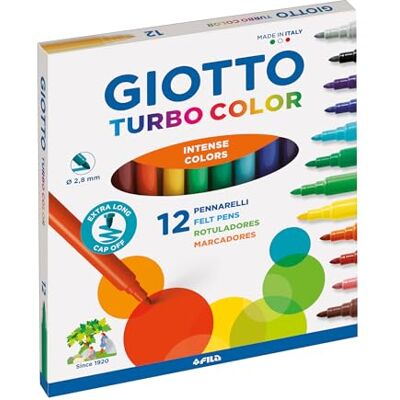 Giotto Turbocolor, marcadores, ponta fina, ponta de 2,8 mm, cores sortidas, 12 unidades Giotto Turbocolor, marcadores, ponta fina, ponta de 2,8 mm, cores sortidas, 12 unidades