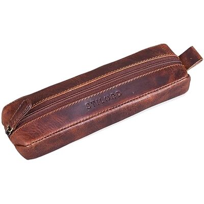 STILORD Estojo de pele vintage para colégio instituto universidade ou trabalho porta-tudo ou bolsa de lápis pequena para estudantes de couro autêntico Cor: Kara Cognac STILORD Estojo de pele vintage para colégio instituto universidade ou trabalho porta-tudo ou bolsa de lápis pequena para estudantes de couro autêntico Cor: Kara Cognac