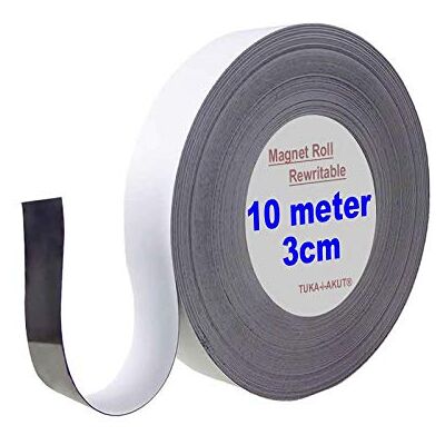 TUKA-i-AKUT TUKA 10 m x 30 mm x 1 mm, fita magnética reversível de etiqueta/rotular/marcar, rolo de identificação íman, para quadro branco, prateleira metálica. Escrever limpar cortar, branco TKD9046-3 cm TUKA-i-AKUT TUKA 10 m x 30 mm x 1 mm, fita magnética reversível de etiqueta/rotular/marcar, rolo de identificação íman, para quadro branco, prateleira metálica. Escrever limpar cortar, branco TKD9046-3 cm