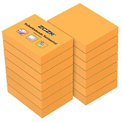 ZCZN Notas adesivas pequenas, 14 blocos de posits de cores e 51 x 38 mm, Post It pastel 100 folhas por bloco, adequadas para memorandos, notícias, evocações, cor laranja ZCZN Notas adesivas pequenas, 14 blocos de posits de cores e 51 x 38 mm, Post It pastel 100 folhas por bloco, adequadas para memorandos, notícias, evocações, cor laranja