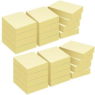 ZCZN Notas adesivas pacote de 24 blocos de notas, 38 x 51 mm, 100 folhas por bloco, total de 2400 peças, amarelo ZCZN Notas adesivas pacote de 24 blocos de notas, 38 x 51 mm, 100 folhas por bloco, total de 2400 peças, amarelo