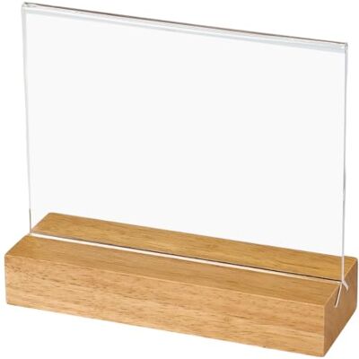 HMF 46941 Suporte de Mesa de Acrílico com Base de Madeira DIN A6 Panorâmico Transparente HMF 46941 Suporte de Mesa de Acrílico com Base de Madeira DIN A6 Panorâmico Transparente