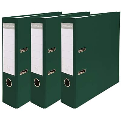 Exacompta Ref. Conjunto de 3 arquivadores com alavanca parte traseira de 80 mm, tamanho A4, exterior de polipropileno/interior de papel verde escuro Exacompta Ref. Conjunto de 3 arquivadores com alavanca parte traseira de 80 mm, tamanho A4, exterior de polipropileno/interior de papel verde escuro