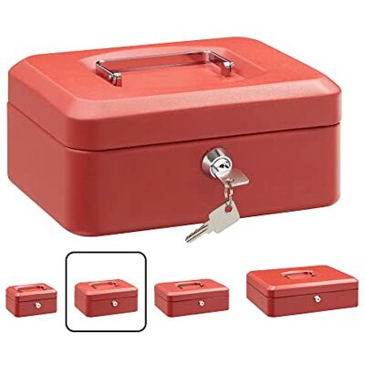 ARREGUI Elegante Cofre de Caudais com Chave para Contar e Transportar Dinheiro Cofre de Segurança de aço com bandeja interior Cofre portátil 20 cm de largura Cor Vermelho ARREGUI Elegante Cofre de Caudais com Chave para Contar e Transportar Dinheiro Cofre de Segurança de aço com bandeja interior Cofre portátil 20 cm de largura Cor Vermelho