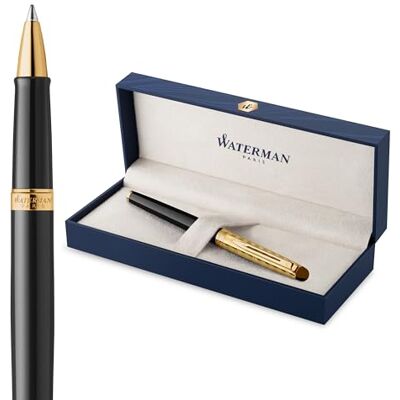 Waterman Hémisphère Caneta de caneta de rolo Coleção Opera preto e dourado Estojo de presente Waterman Hémisphère Caneta de caneta de rolo Coleção Opera preto e dourado Estojo de presente