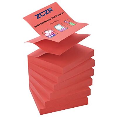 ZCZN Notas adesivas Z-Notes Posits de cores 6 blocos x 80 folhas 76 x 76 mm Bloco de notas para livros total 480 folhas para escola escritório casa, cor vermelha ZCZN Notas adesivas Z-Notes Posits de cores 6 blocos x 80 folhas 76 x 76 mm Bloco de notas para livros total 480 folhas para escola escritório casa, cor vermelha