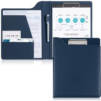 ProCase Porta-papéis porta-fólio, prancheta de couro A4 porta-papéis de negócios profissional para entrerevistas currículo escritório conferências para mulheres e homens azul escuro ProCase Porta-papéis porta-fólio, prancheta de couro A4 porta-papéis de negócios profissional para entrerevistas currículo escritório conferências para mulheres e homens azul escuro
