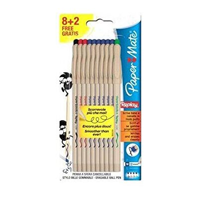 Paper Mate Replay caneta apagável, tamanho médio, 8 + 2 unidades Paper Mate Replay caneta apagável, tamanho médio, 8 + 2 unidades
