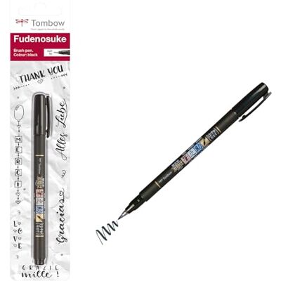 Tombow WS-BS Fudenosuke Caneta pincel, ponta macia, tinta preta Tombow WS-BS Fudenosuke Caneta pincel, ponta macia, tinta preta