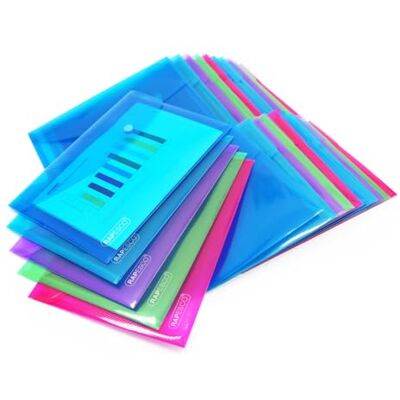 Rapesco Pasta ECO Sobre Porta-folhas com Broche, A5, cores sortidas transparentes, embalagem de 50 Rapesco Pasta ECO Sobre Porta-folhas com Broche, A5, cores sortidas transparentes, embalagem de 50