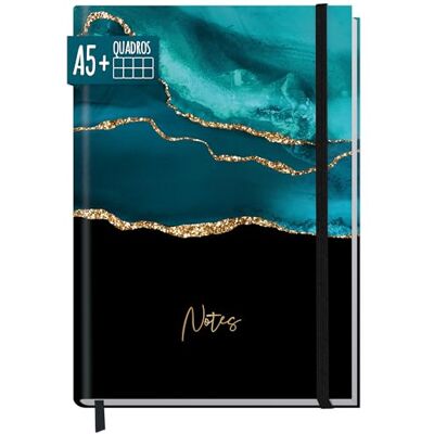 Häfft paper&you® caderno de notas A5 quadriculado com elástico "turquesa brilhante" 156 páginas, 78 folhas, como diário, agenda sustentável e respeita o clima Häfft paper&you® caderno de notas A5 quadriculado com elástico "turquesa brilhante" 156 páginas, 78 folhas, como diário, agenda sustentável e respeita o clima