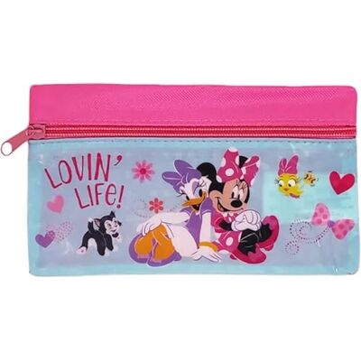 Disney Junior Estojo plano para a escola Donald e Minnie Mouse Lovin' Life! 23 x 11 cm, transparente, estojo com fecho de correr Disney Junior Estojo plano para a escola Donald e Minnie Mouse Lovin' Life! 23 x 11 cm, transparente, estojo com fecho de correr