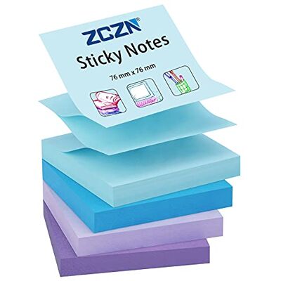 ZCZN Z-Notes notas adesivas 76 x 76 mm Posits 4 Pack bloco de notas, 4 cores ZCZN Z-Notes notas adesivas 76 x 76 mm Posits 4 Pack bloco de notas, 4 cores