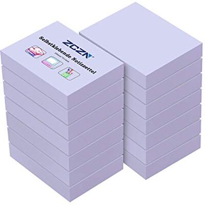 ZCZN Notas adesivas pequenas, 14 blocos de posits de cores e 51 x 38 mm, Post It pastel 100 folhas por bloco, adequadas para memorandos, notícias, evocações, cor violeta clara ZCZN Notas adesivas pequenas, 14 blocos de posits de cores e 51 x 38 mm, Post It pastel 100 folhas por bloco, adequadas para memorandos, notícias, evocações, cor violeta clara