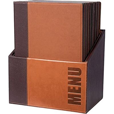 SECURIT Conjunto de 20 Porta-menus Trendy Line com Caixa de Exposição 1 Inserto Fixo Dupla Face = 4 Páginas A4 Possibilidade de Adicionar Insertos Café, Bar, Restaurante Imitação Couro PU SECURIT Conjunto de 20 Porta-menus Trendy Line com Caixa de Exposição 1 Inserto Fixo Dupla Face = 4 Páginas A4 Possibilidade de Adicionar Insertos Café, Bar, Restaurante Imitação Couro PU