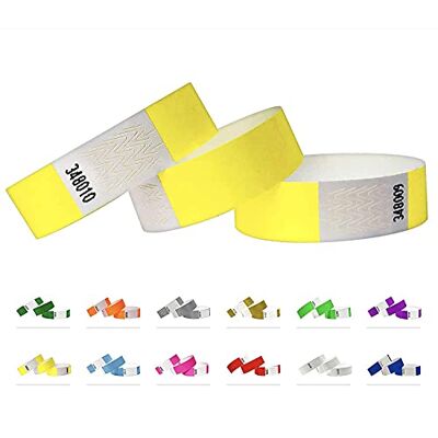 Qubiband Tyvek Pulseiras 500 unidades amarelo Tyvek pulseiras para eventos Qubiband Tyvek Pulseiras 500 unidades amarelo Tyvek pulseiras para eventos