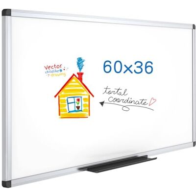 VIZ-PRO Pizarra Blanca Magnética Grande 150 x 90 cm con Marco de Aluminio Montagem na parede, com bandeja para marcadores, ideal para escritório, escola e casa VIZ-PRO Pizarra Blanca Magnética Grande 150 x 90 cm con Marco de Aluminio Montagem na parede, com bandeja para marcadores, ideal para escritório, escola e casa