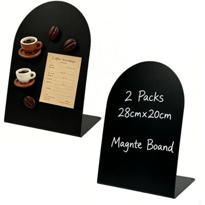 DXdixiu Pacote de 2 quadros magnéticos para quadro de avisos de mesa, quadro de avisos magnético de metal, suporte magnético para exibição de mesa, para casa, escola, cozinha, escritório (preto, ARC) DXdixiu Pacote de 2 quadros magnéticos para quadro de avisos de mesa, quadro de avisos magnético de metal, suporte magnético para exibição de mesa, para casa, escola, cozinha, escritório (preto, ARC)