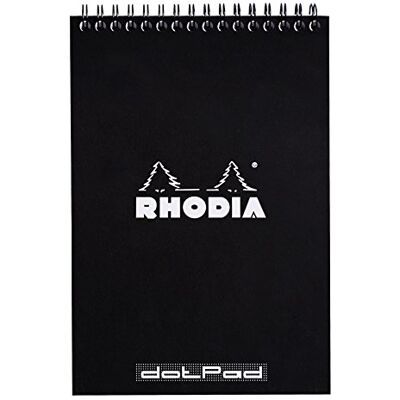 Rhodia , 165039C, caderno com encadernação em espiral, A5, interior: pontilhado, 80 folhas, papel Clairefontaine 80 g, preto Rhodia , 165039C, caderno com encadernação em espiral, A5, interior: pontilhado, 80 folhas, papel Clairefontaine 80 g, preto