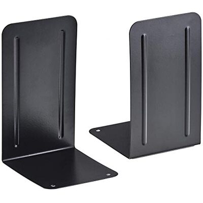 Acrimet Suporte de livros de metal premium resistente (cor preta) (embalagem de 1 par) Acrimet Suporte de livros de metal premium resistente (cor preta) (embalagem de 1 par)