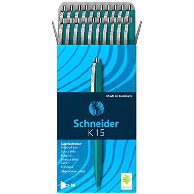 SCHNEIDER Caneta de ponta redonda (20 unidades, retrátil, tinta verde, indelével) SCHNEIDER Caneta de ponta redonda (20 unidades, retrátil, tinta verde, indelével)