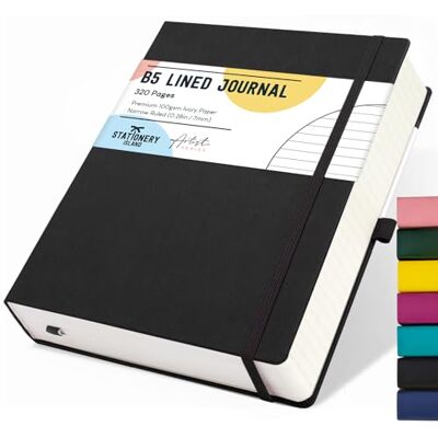 Stationery Island Caderno às riscas B5, caderno grosso de 320 páginas, diário de riscas com tampa dura de 100 gsm para escrever, trabalhar, estudar, agenda Stationery Island Caderno às riscas B5, caderno grosso de 320 páginas, diário de riscas com tampa dura de 100 gsm para escrever, trabalhar, estudar, agenda