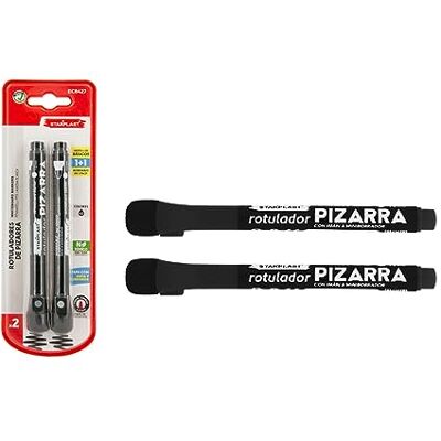 Starplast 2 Marcadores de quadro branco com íman, marcador BROCHIN, ponta redonda de 2,0 mm com apagador, preto Starplast 2 Marcadores de quadro branco com íman, marcador BROCHIN, ponta redonda de 2,0 mm com apagador, preto