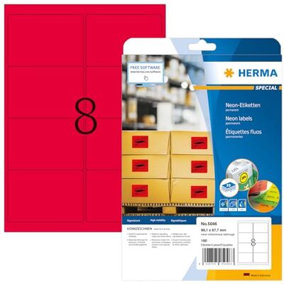 Etiquetas Néon Vermelho Herma - Sinalização, Impressão, 160 unid Etiquetas Néon Vermelho Herma - Sinalização, Impressão, 160 unid