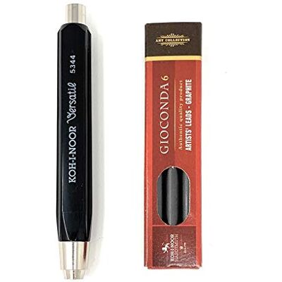 Koh-I-Noor 5344 Caneta e variante com mina de substituição, cor preta 1 Minenhalter Ersatzminen 2B Koh-I-Noor 5344 Caneta e variante com mina de substituição, cor preta 1 Minenhalter Ersatzminen 2B