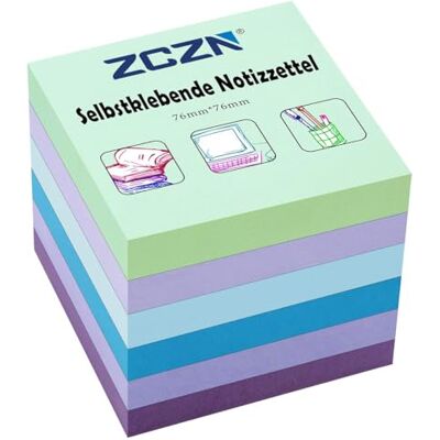 ZCZN Notas adesivas 76 x 76 mm, 6 livros de notas autocolantes, 80 folhas/livro, pequenos post-its adequados para notas (5 cores mistas) ZCZN Notas adesivas 76 x 76 mm, 6 livros de notas autocolantes, 80 folhas/livro, pequenos post-its adequados para notas (5 cores mistas)