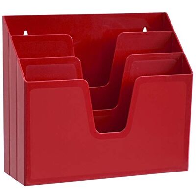Acrimet Organizador horizontal com 3 compartimentos para mesa ou parede (plástico) (cor vermelha) Acrimet Organizador horizontal com 3 compartimentos para mesa ou parede (plástico) (cor vermelha)