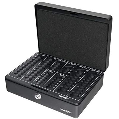 HMF Caixa de cofre, para moedas 25 x 18 x 9 cm, preto HMF Caixa de cofre, para moedas 25 x 18 x 9 cm, preto