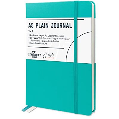 Stationery Island Caderno A5 sem forro, livreto liso de capa dura com papel grosso premium de 120 g/m², caderno em branco de capa dura de 180 páginas para escrever, estúdio, planejamento, diário Stationery Island Caderno A5 sem forro, livreto liso de capa dura com papel grosso premium de 120 g/m², caderno em branco de capa dura de 180 páginas para escrever, estúdio, planejamento, diário