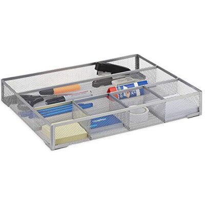 Relaxdays Organizador de mesa com 6 compartimentos, metal, prateado, 6 x 38 x 30 cm Relaxdays Organizador de mesa com 6 compartimentos, metal, prateado, 6 x 38 x 30 cm