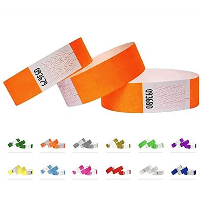 Qubiband Tyvek Pulseiras 500 unidades laranja néon Tyvek pulseiras para eventos Qubiband Tyvek Pulseiras 500 unidades laranja néon Tyvek pulseiras para eventos