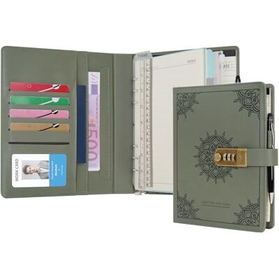 WASON Diário com cadeado A5 caderno de notas de folhas listradas recarregáveis planificador pasta de escrita com caneta e para ideal organizador de negócios escola e viagens (verde) WASON Diário com cadeado A5 caderno de notas de folhas listradas recarregáveis planificador pasta de escrita com caneta e para ideal organizador de negócios escola e viagens (verde)