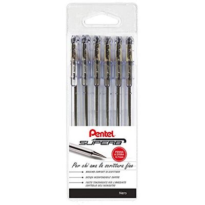 Pentel BK77 Caneta Superb bolso 6 unidades preto Pentel BK77 Caneta Superb bolso 6 unidades preto