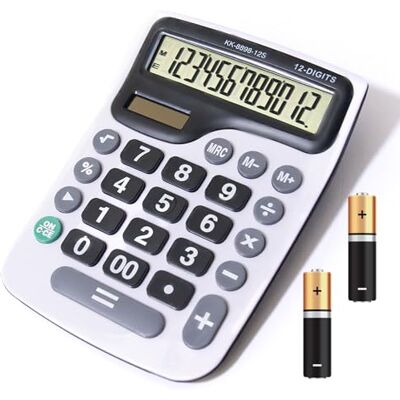YEBMoo Calculadora de secretária de 12 dígitos com ecrã LCD grande e botão sensível, energia solar dupla e bateria, função padrão para escritório (YE8898) YEBMoo Calculadora de secretária de 12 dígitos com ecrã LCD grande e botão sensível, energia solar dupla e bateria, função padrão para escritório (YE8898)