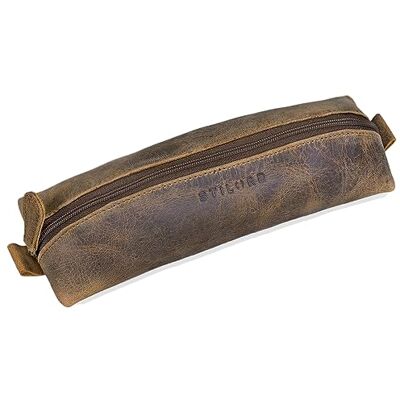 STILORD '' Estojo escolar de couro genuíno vintage carteira pequena para lápis, canetas porta-todo pequeno para estudantes, Castanho Médio, S, Necesseres de viagem STILORD '' Estojo escolar de couro genuíno vintage carteira pequena para lápis, canetas porta-todo pequeno para estudantes, Castanho Médio, S, Necesseres de viagem