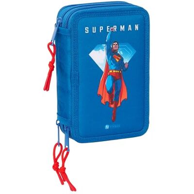 safta Superman Estojo escolar com 37 úteis incluídos, estojo infantil, estojo infantil, ideal para crianças dos 5 aos 14 anos, confortável e versátil, qualidade e resistência, 12,5 x 5,5 x 19,5 cm safta Superman Estojo escolar com 37 úteis incluídos, estojo infantil, estojo infantil, ideal para crianças dos 5 aos 14 anos, confortável e versátil, qualidade e resistência, 12,5 x 5,5 x 19,5 cm