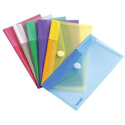 Djois Tarifold Estojo para documentos, plástico PP, fecho de arranhões tamanho M65 / check 6 unidades cores sortidas (azul, roxo, verde, amarelo, rosa, transparente) Djois Tarifold Estojo para documentos, plástico PP, fecho de arranhões tamanho M65 / check 6 unidades cores sortidas (azul, roxo, verde, amarelo, rosa, transparente)