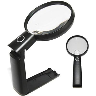 EASY MAGNIFIER Lupa de mesa para ler livros com luz LED 2.0X/4.0X trabalho; luzes leitura de grande aumento profissional; lupa de mão para crianças iluminada; presentes para idosos EASY MAGNIFIER Lupa de mesa para ler livros com luz LED 2.0X/4.0X trabalho; luzes leitura de grande aumento profissional; lupa de mão para crianças iluminada; presentes para idosos