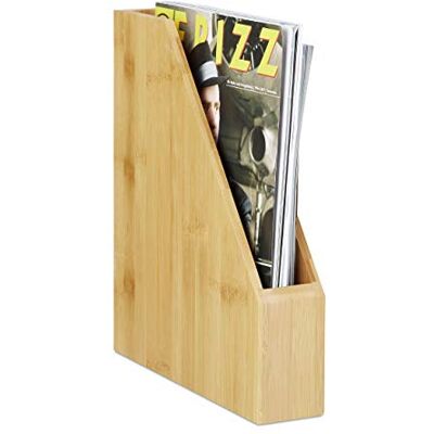 Relaxdays Arquivador de documentos, verde natural, suporte para revistas, bambu, castanho, A4 Relaxdays Arquivador de documentos, verde natural, suporte para revistas, bambu, castanho, A4