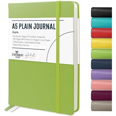 Stationery Island Caderno A5 sem forro, livreto liso de capa dura com papel grosso premium de 120 g/m², caderno em branco de capa dura de 180 páginas para escrever, estúdio, planejamento, diário Stationery Island Caderno A5 sem forro, livreto liso de capa dura com papel grosso premium de 120 g/m², caderno em branco de capa dura de 180 páginas para escrever, estúdio, planejamento, diário