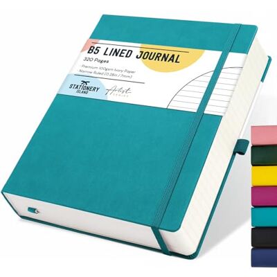 Stationery Island Caderno às riscas B5, caderno grosso de 320 páginas, diário de riscas com tampa dura de 100 gsm para escrever, trabalhar, estudar, agenda Stationery Island Caderno às riscas B5, caderno grosso de 320 páginas, diário de riscas com tampa dura de 100 gsm para escrever, trabalhar, estudar, agenda